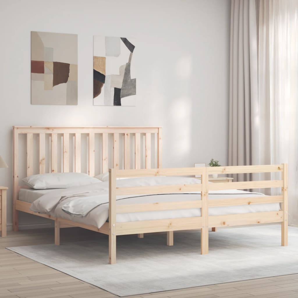 Bed Frame without Mattress King Size Solid Wood