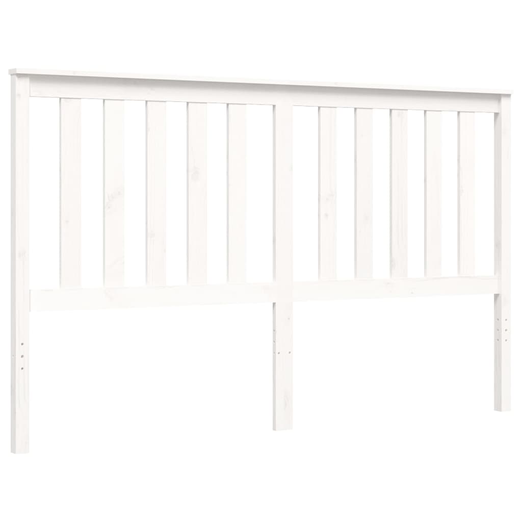 Bed Frame with Headboard White King Size Solid Wood