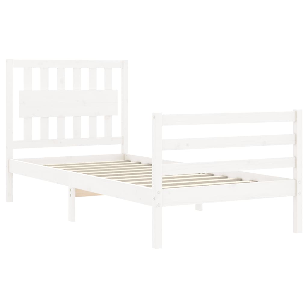 Bed Frame without Mattress White Single Solid Wood