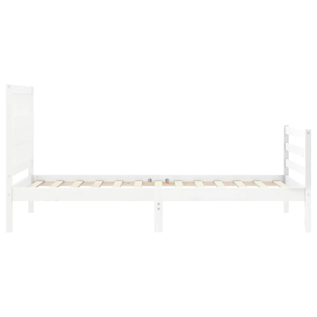 Bed Frame without Mattress White Single Solid Wood