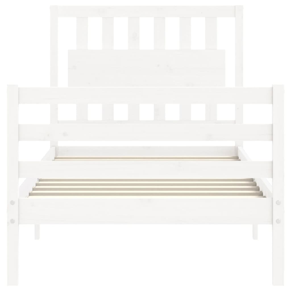 Bed Frame without Mattress White Single Solid Wood