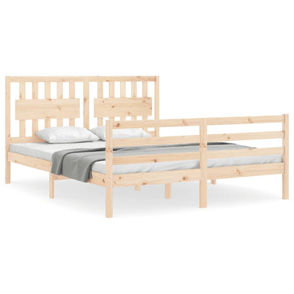 Bed Frame with Headboard King Size Solid Wood