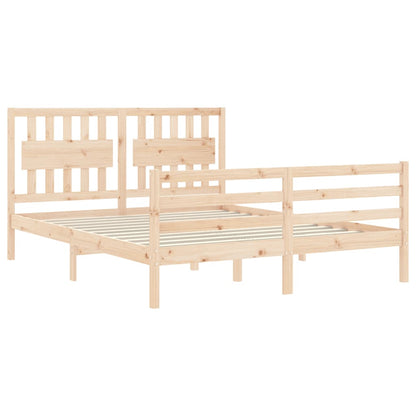 Bed Frame with Headboard King Size Solid Wood