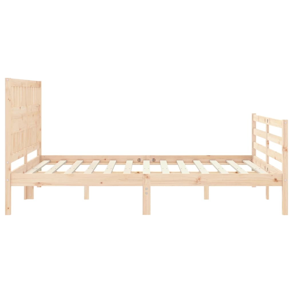 Bed Frame with Headboard King Size Solid Wood