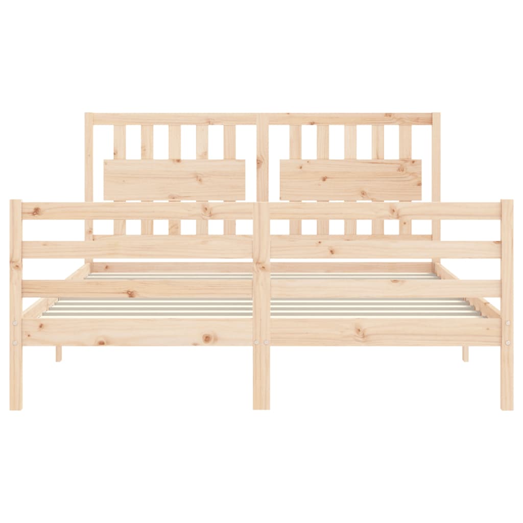 Bed Frame with Headboard King Size Solid Wood