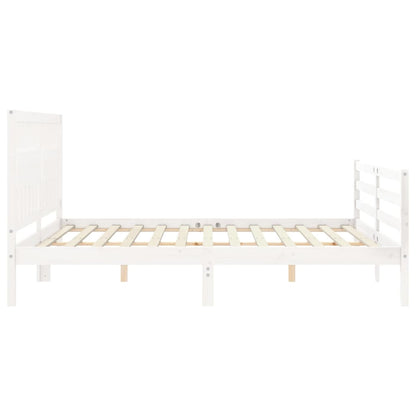 Bed Frame with Headboard White Super King Size Solid Wood