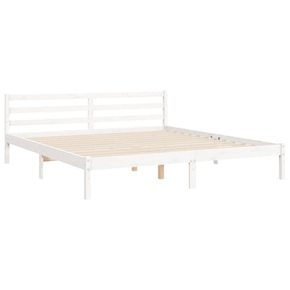 Bed Frame with Headboard White Super King Size Solid Wood