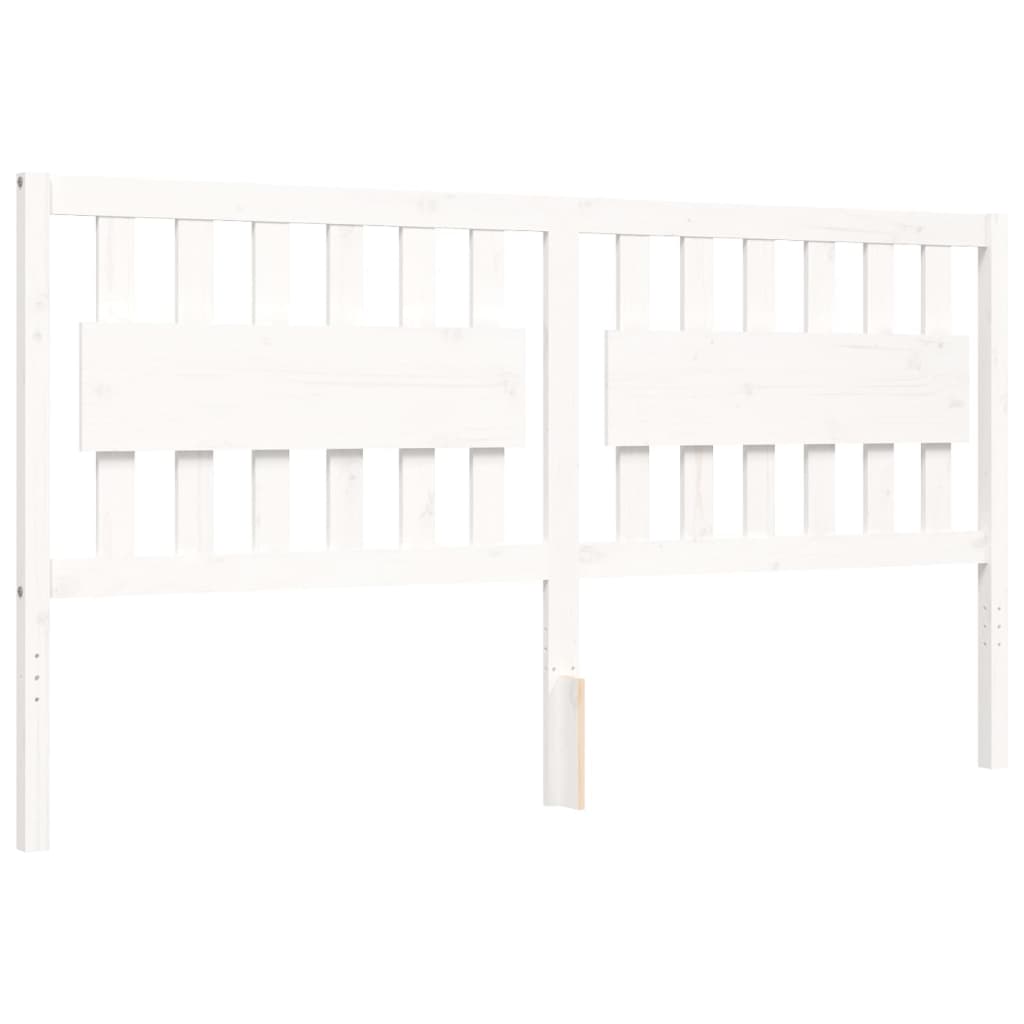 Bed Frame with Headboard White Super King Size Solid Wood