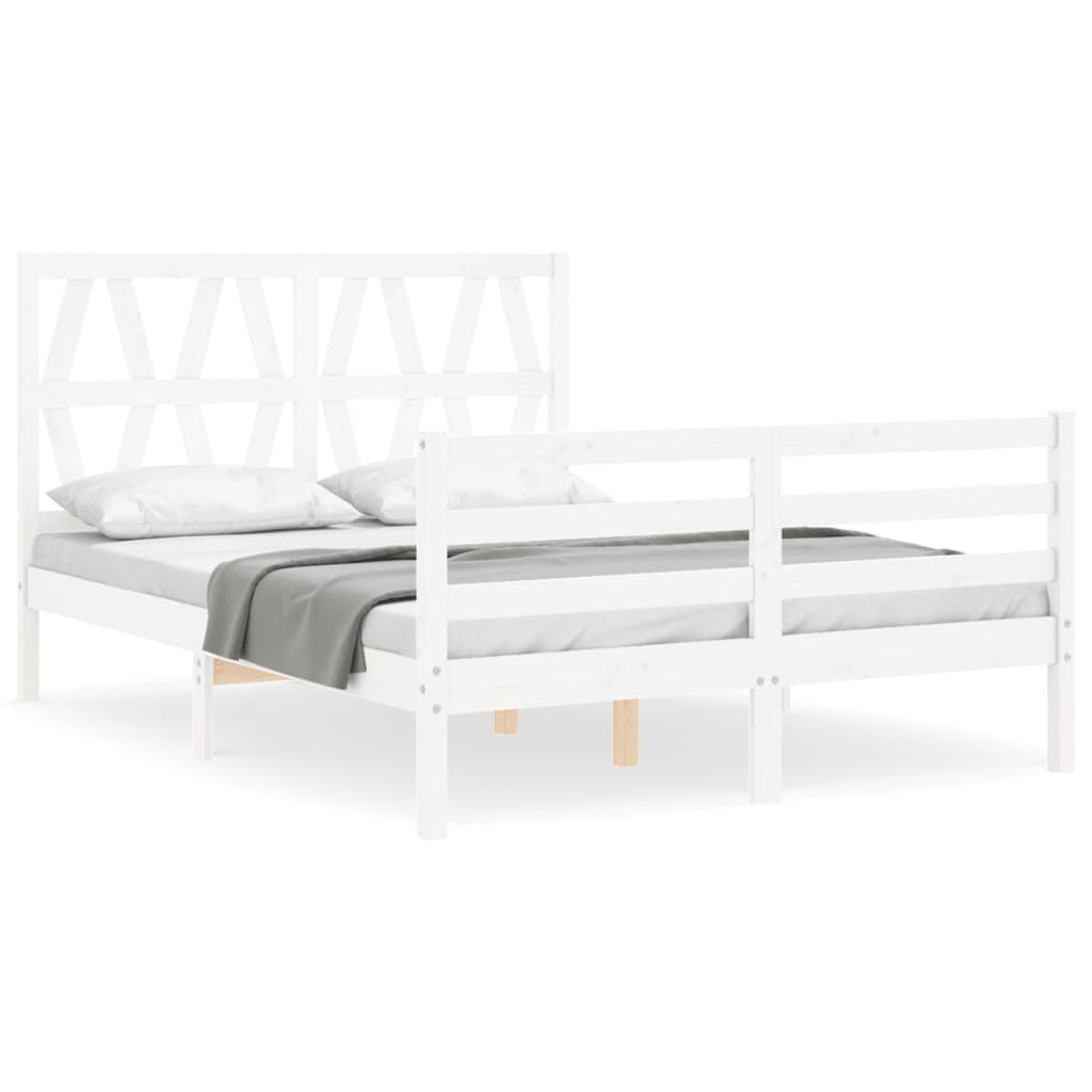 Bed Frame without Mattress White 140x190 cm Solid Wood