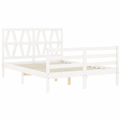 Bed Frame without Mattress White 140x190 cm Solid Wood