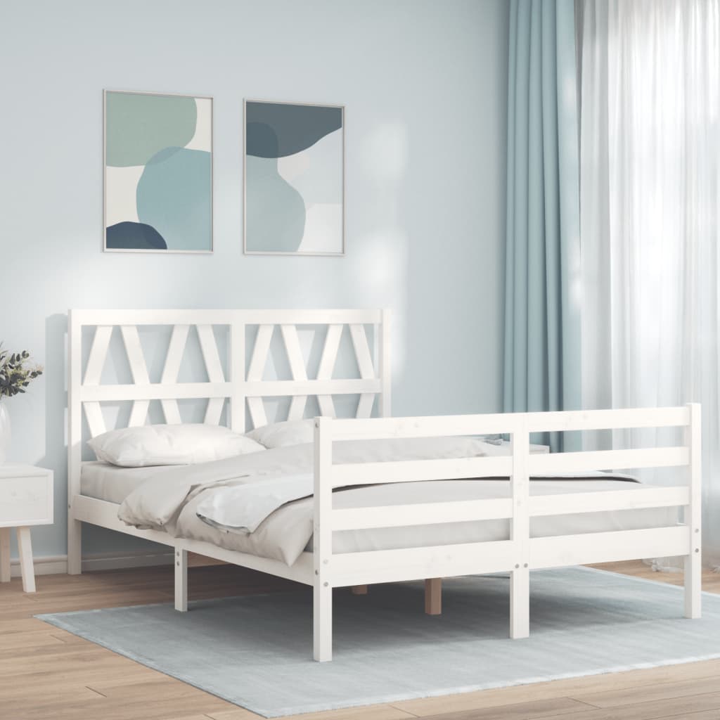 Bed Frame without Mattress White 140x190 cm Solid Wood