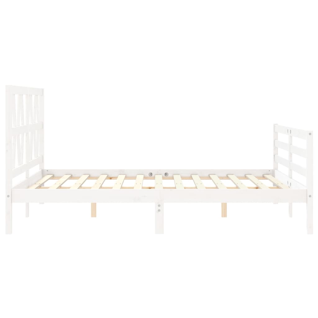 Bed Frame without Mattress White King Size Solid Wood