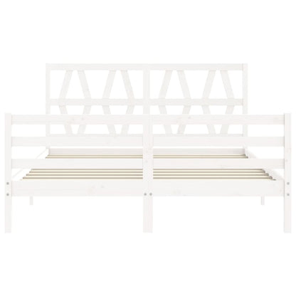 Bed Frame without Mattress White King Size Solid Wood