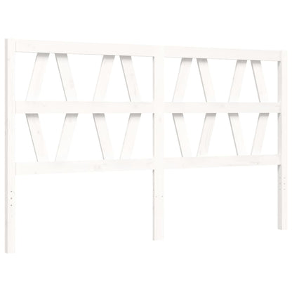 Bed Frame without Mattress White King Size Solid Wood