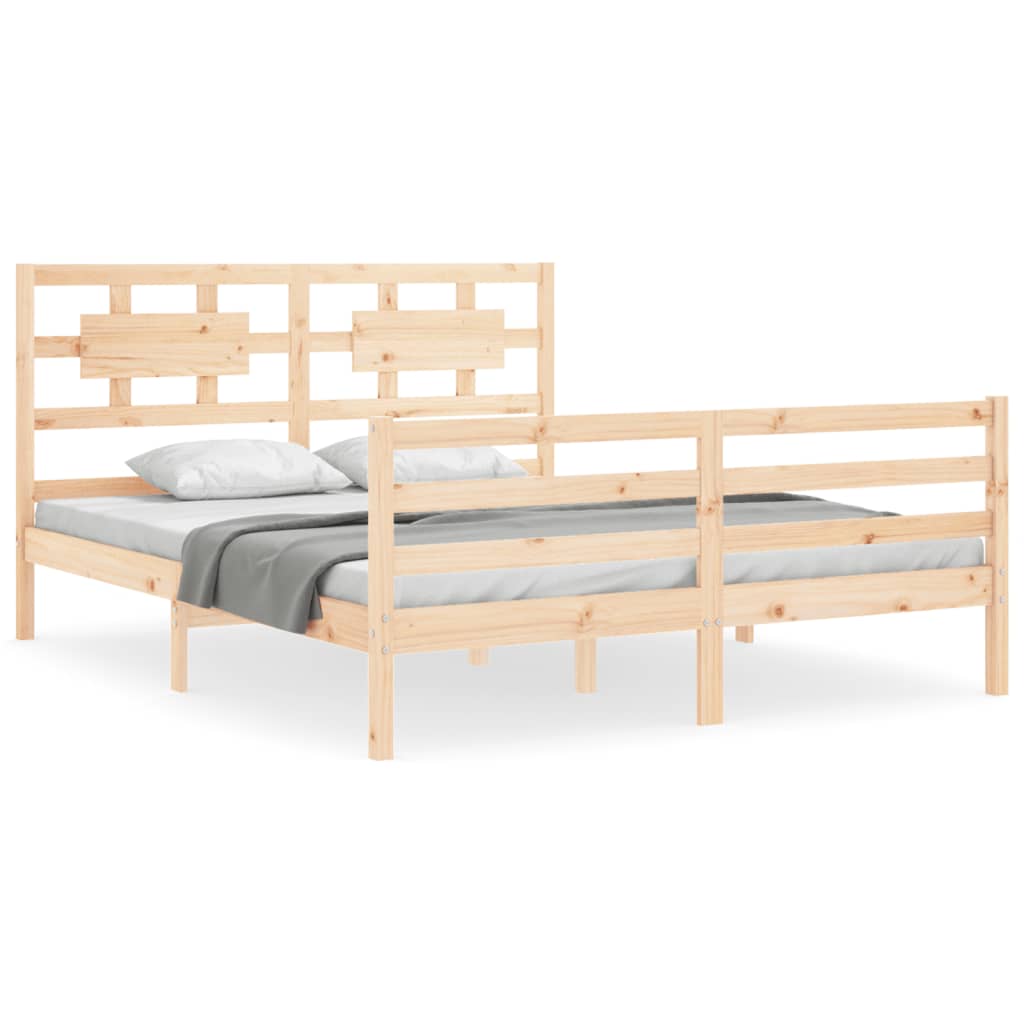 Bed Frame without Mattress King Size Solid Wood