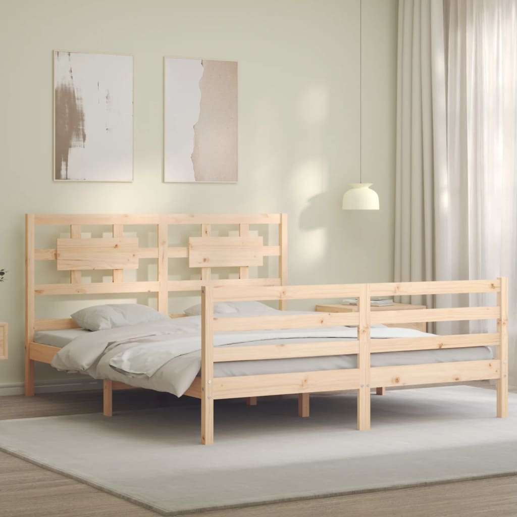 Bed Frame without Mattress King Size Solid Wood