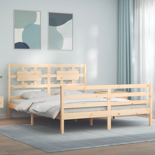 Bed Frame without Mattress King Size Solid Wood