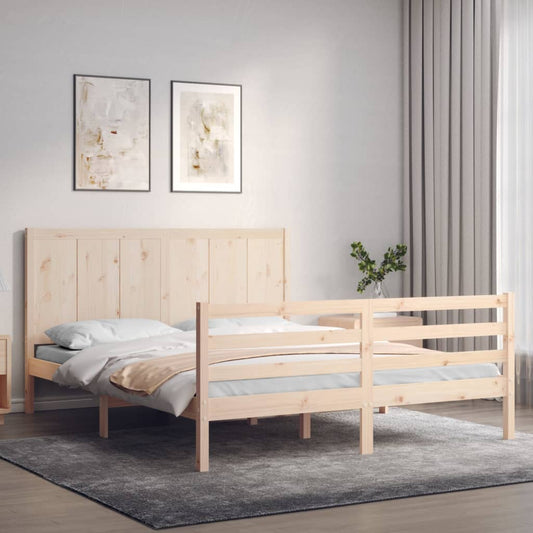 Bed Frame without Mattress King Size Solid Wood