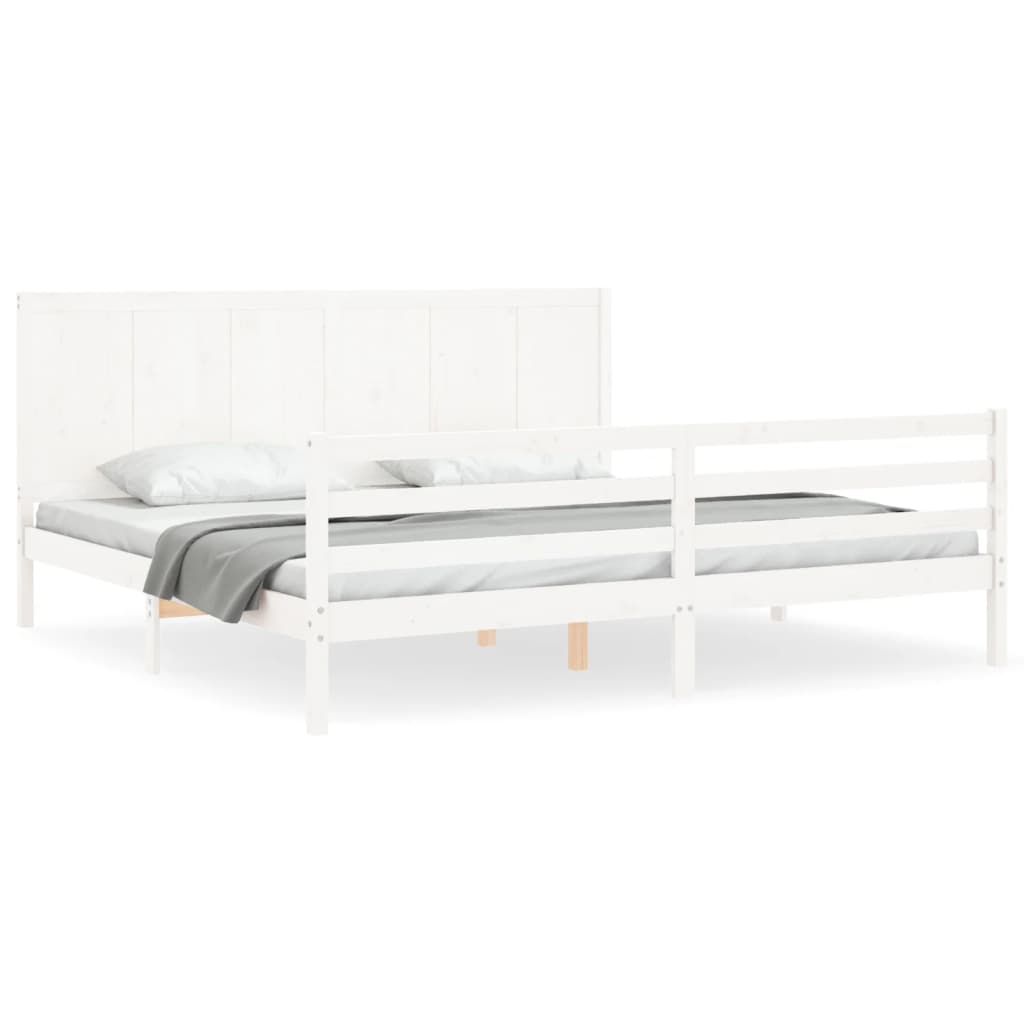 Bed Frame without Mattress White Super King Size Solid Wood