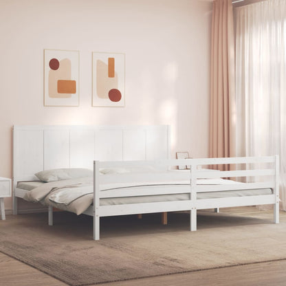 Bed Frame without Mattress White Super King Size Solid Wood