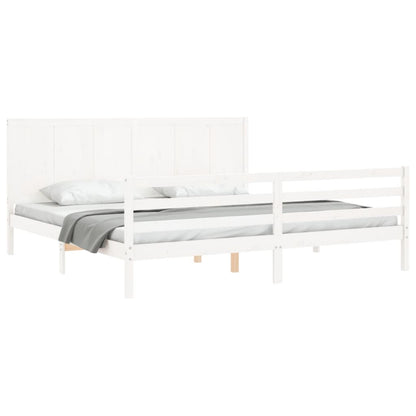 Bed Frame without Mattress White Super King Size Solid Wood