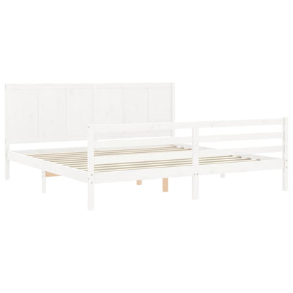 Bed Frame without Mattress White Super King Size Solid Wood