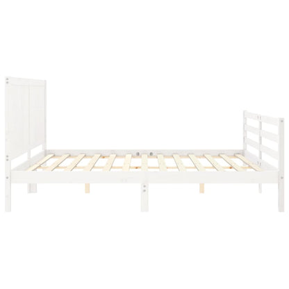 Bed Frame without Mattress White Super King Size Solid Wood