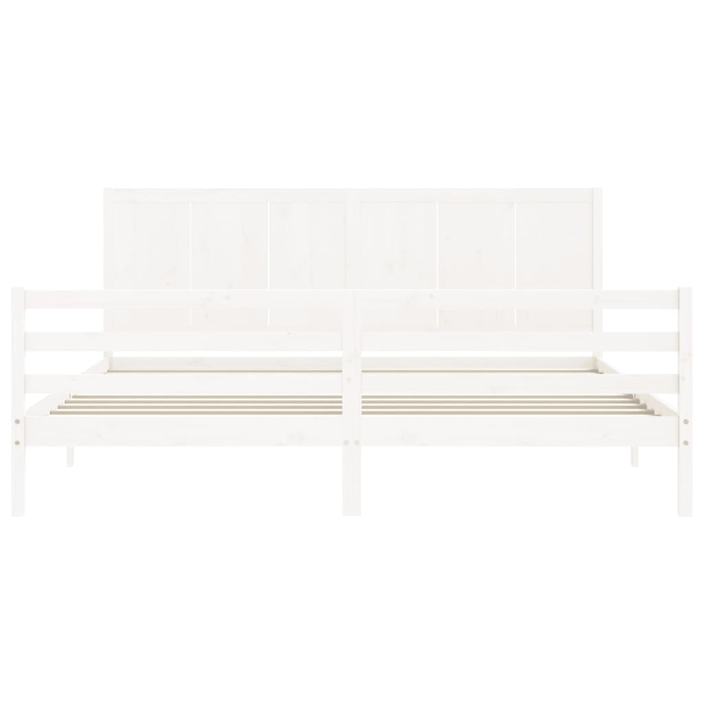 Bed Frame without Mattress White Super King Size Solid Wood