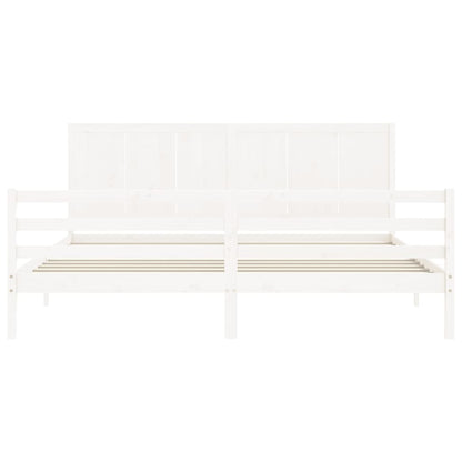 Bed Frame without Mattress White Super King Size Solid Wood