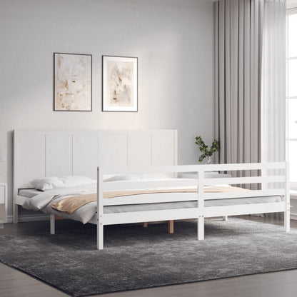 Bed Frame without Mattress White Super King Size Solid Wood