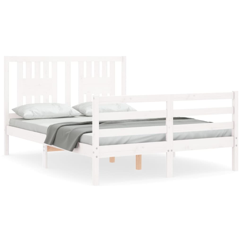 Bed Frame without Mattress White 140x190 cm Solid Wood