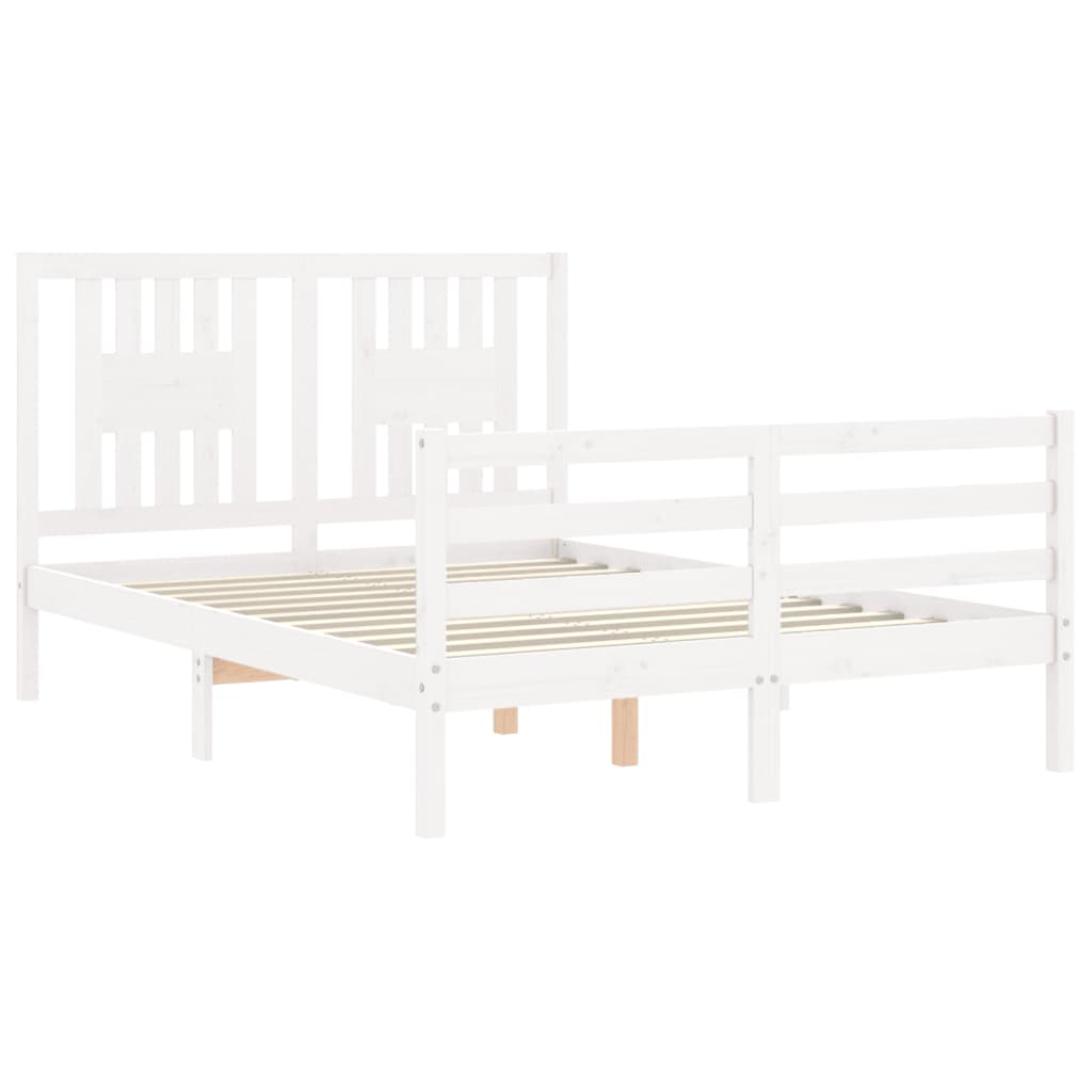 Bed Frame without Mattress White 140x190 cm Solid Wood