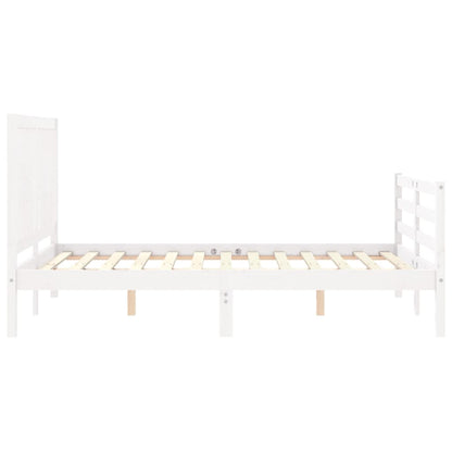 Bed Frame without Mattress White 140x190 cm Solid Wood