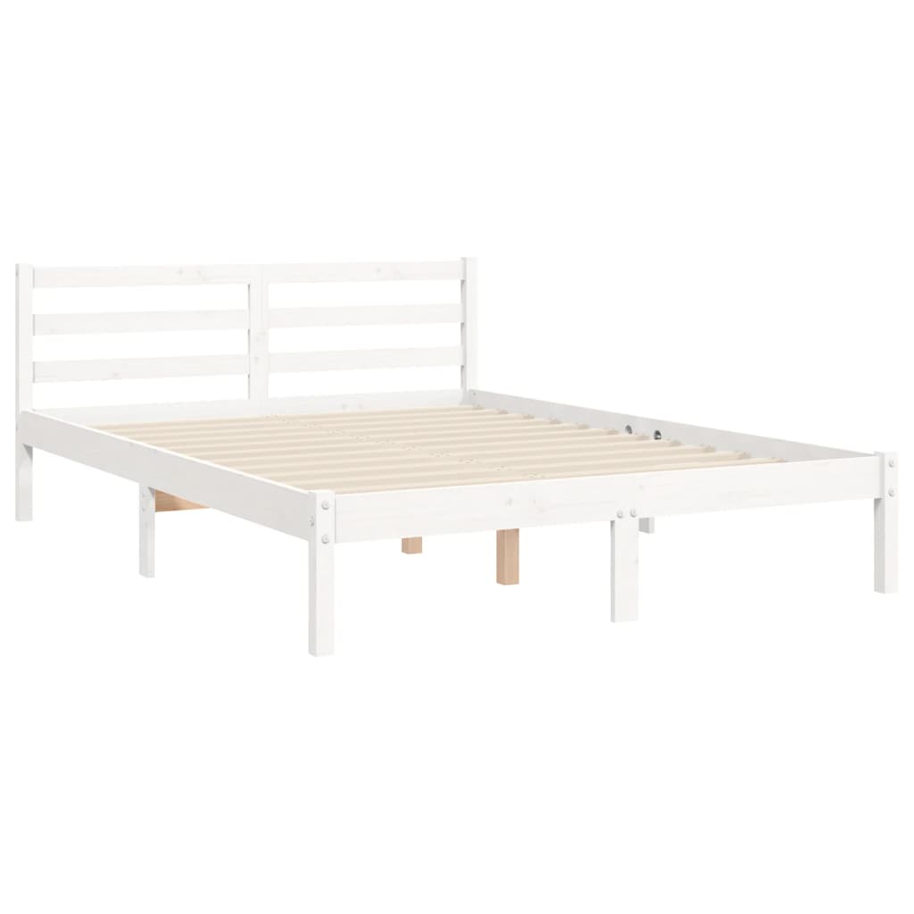 Bed Frame without Mattress White 140x190 cm Solid Wood