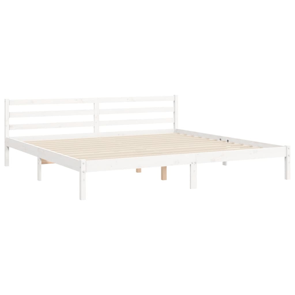 Bed Frame with Headboard White Super King Size Solid Wood