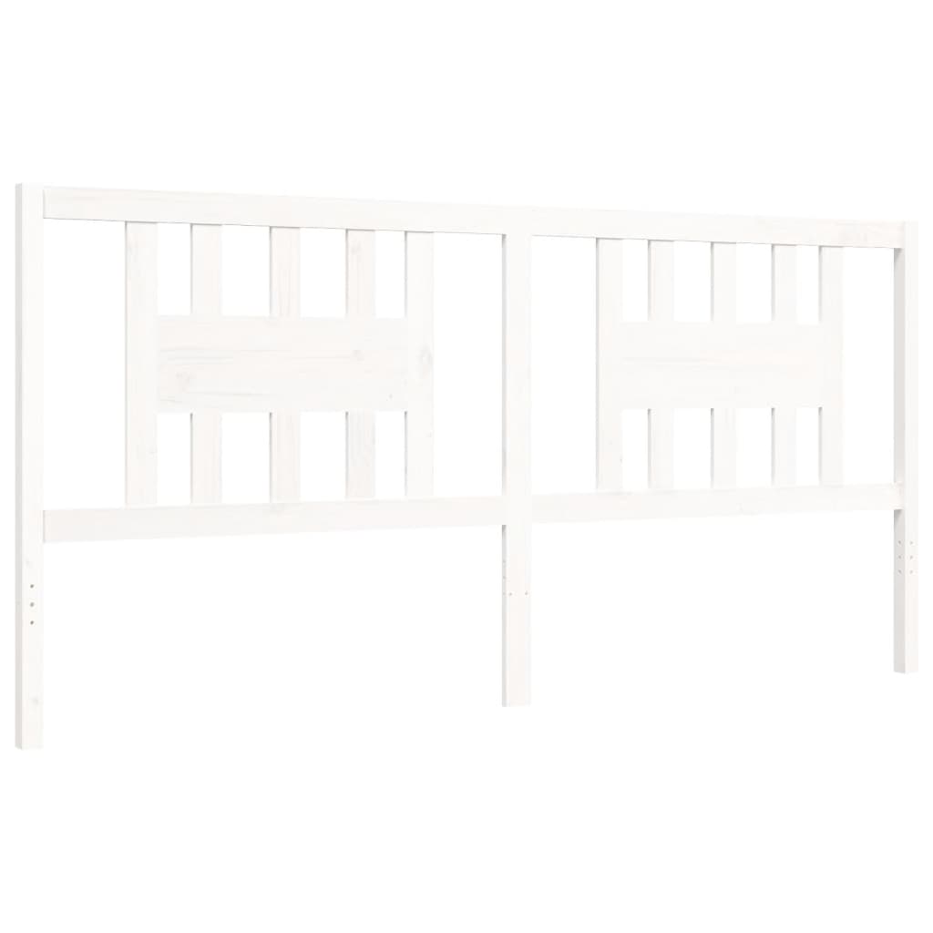 Bed Frame with Headboard White Super King Size Solid Wood