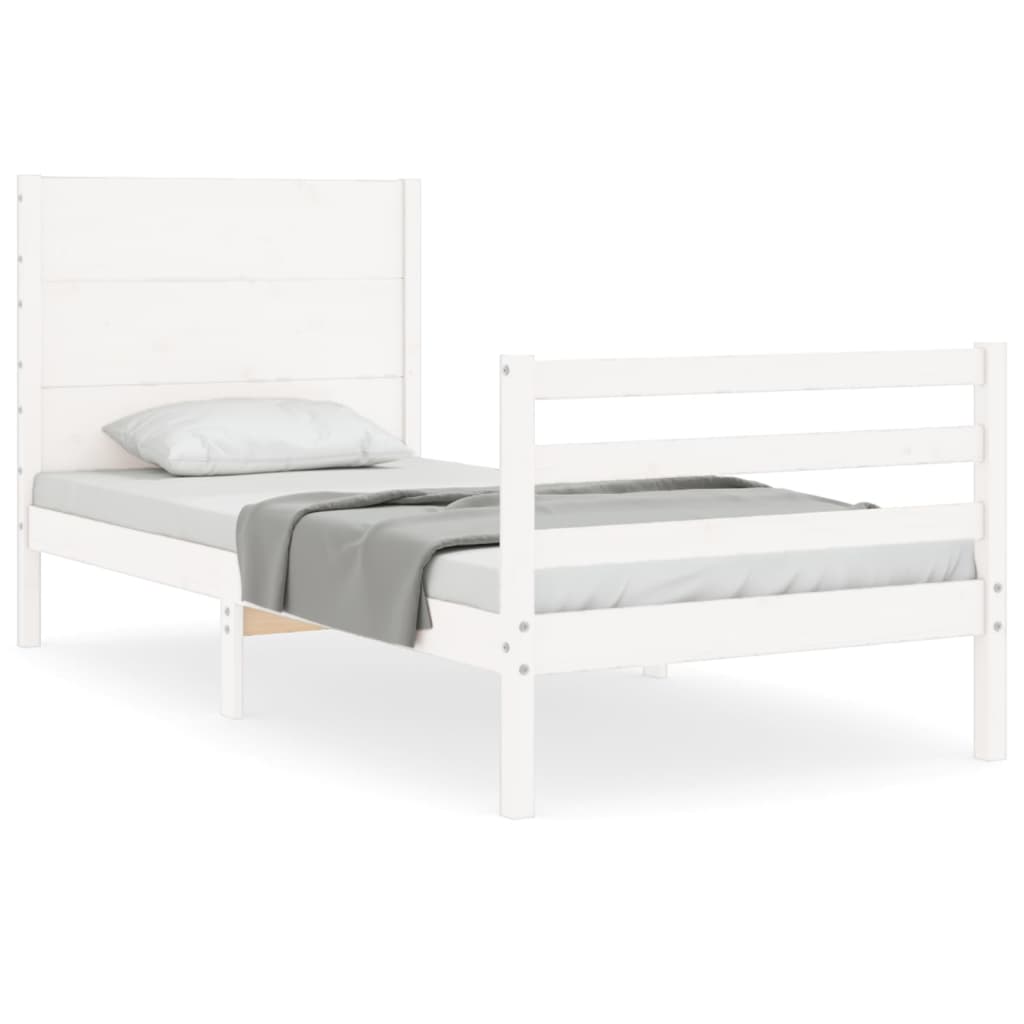 Bed Frame without Mattress White Small Single Solid Wood