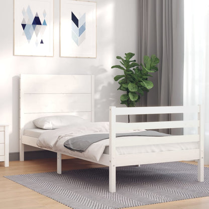 Bed Frame without Mattress White Small Single Solid Wood