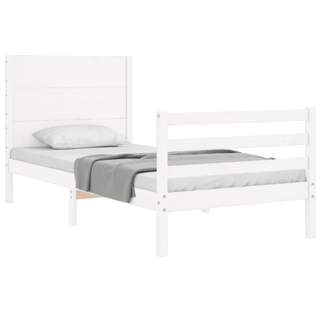 Bed Frame without Mattress White Small Single Solid Wood