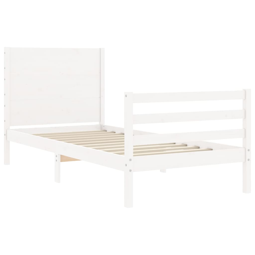 Bed Frame without Mattress White Small Single Solid Wood