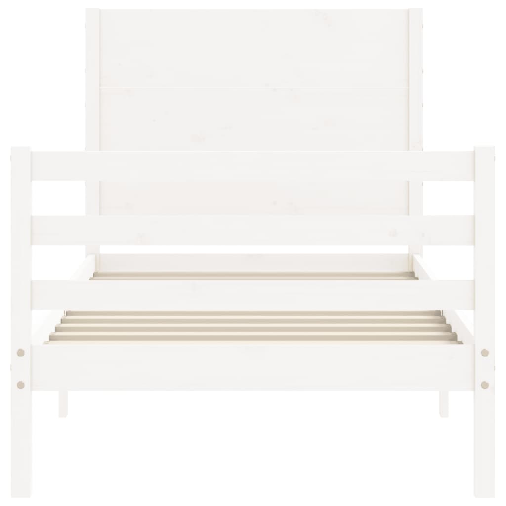 Bed Frame without Mattress White Small Single Solid Wood