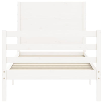 Bed Frame without Mattress White Small Single Solid Wood