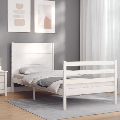 Bed Frame without Mattress White Small Single Solid Wood