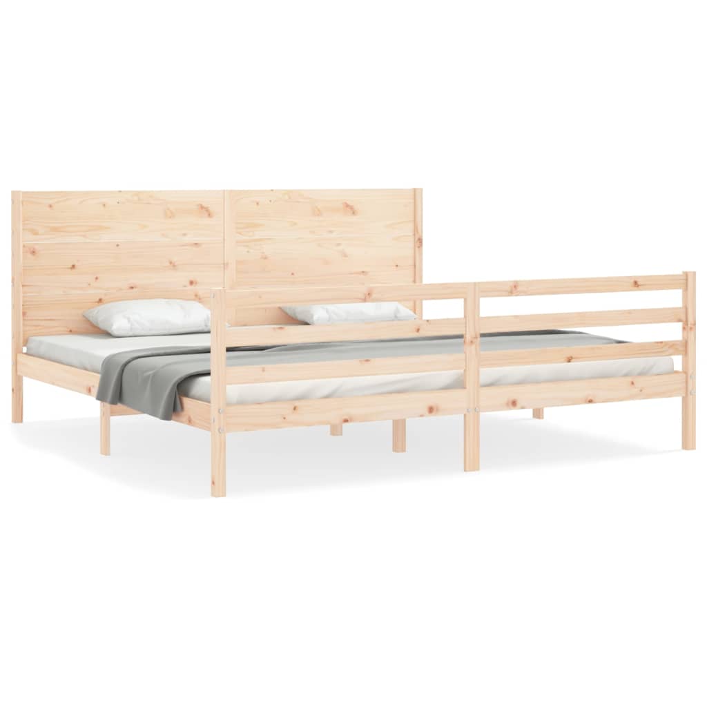 Bed Frame with Headboard Super King Size Solid Wood