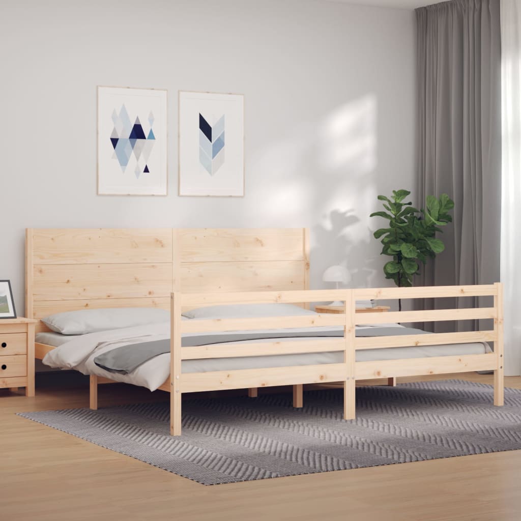 Bed Frame with Headboard Super King Size Solid Wood