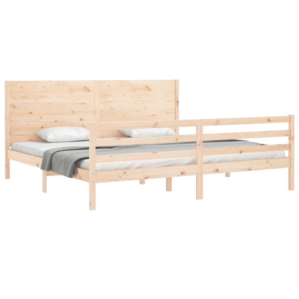 Bed Frame with Headboard Super King Size Solid Wood