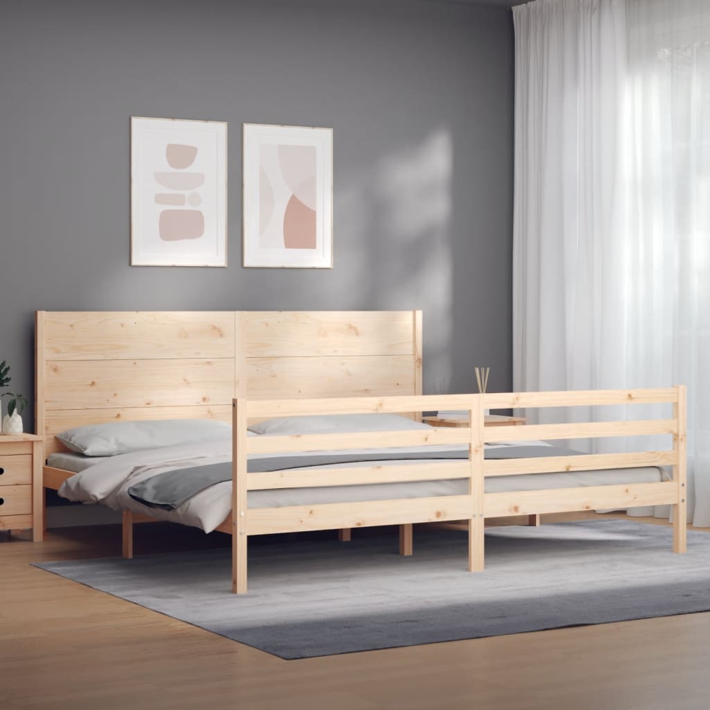 Bed Frame with Headboard Super King Size Solid Wood