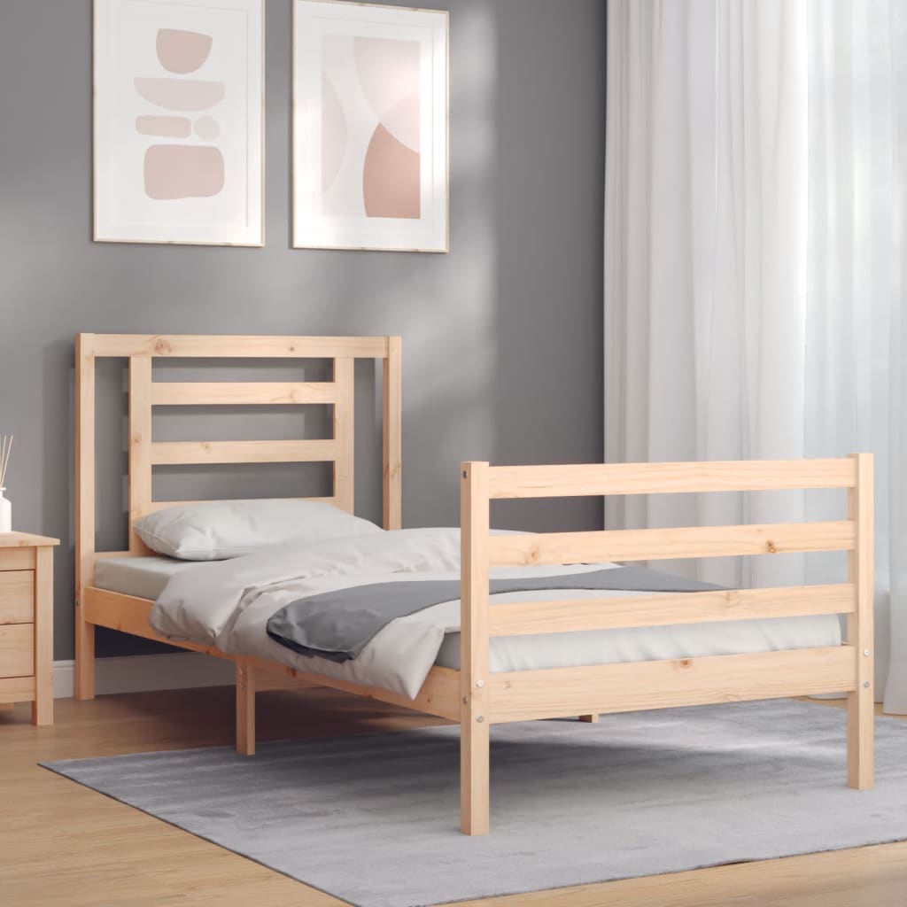 Bed Frame without Mattress Single Solid Wood