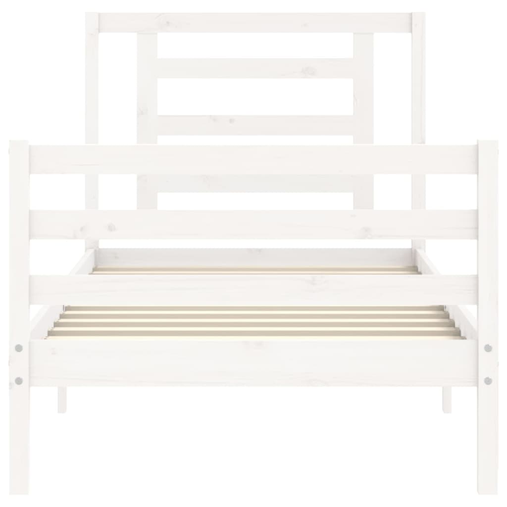 Bed Frame without Mattress White Single Solid Wood