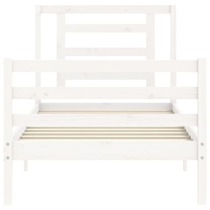 Bed Frame without Mattress White Single Solid Wood